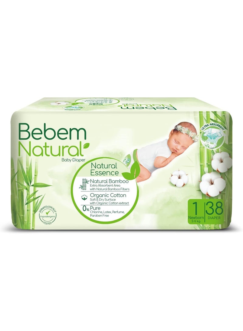 Bebem Baby Diapers from Bebem Naturals, 38 pieces, Newborn size 1 - Image 1